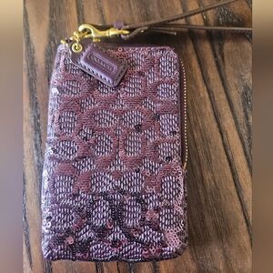 Coach Signature C sequin Wristlet Purple--Y2K